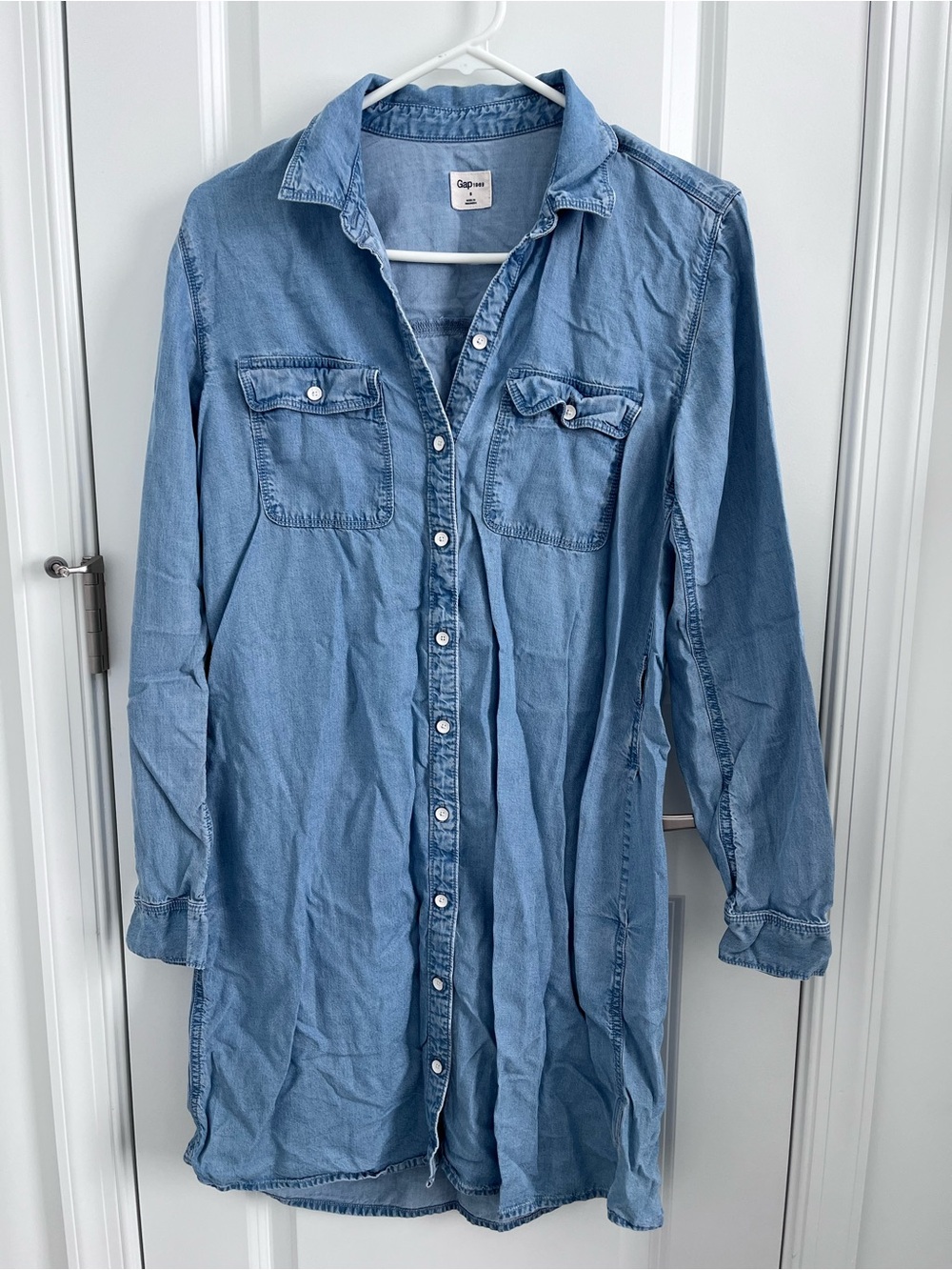 Gap 1969 Women's Blue Denim Soft Chambray Long Sleeve Shirt Dress